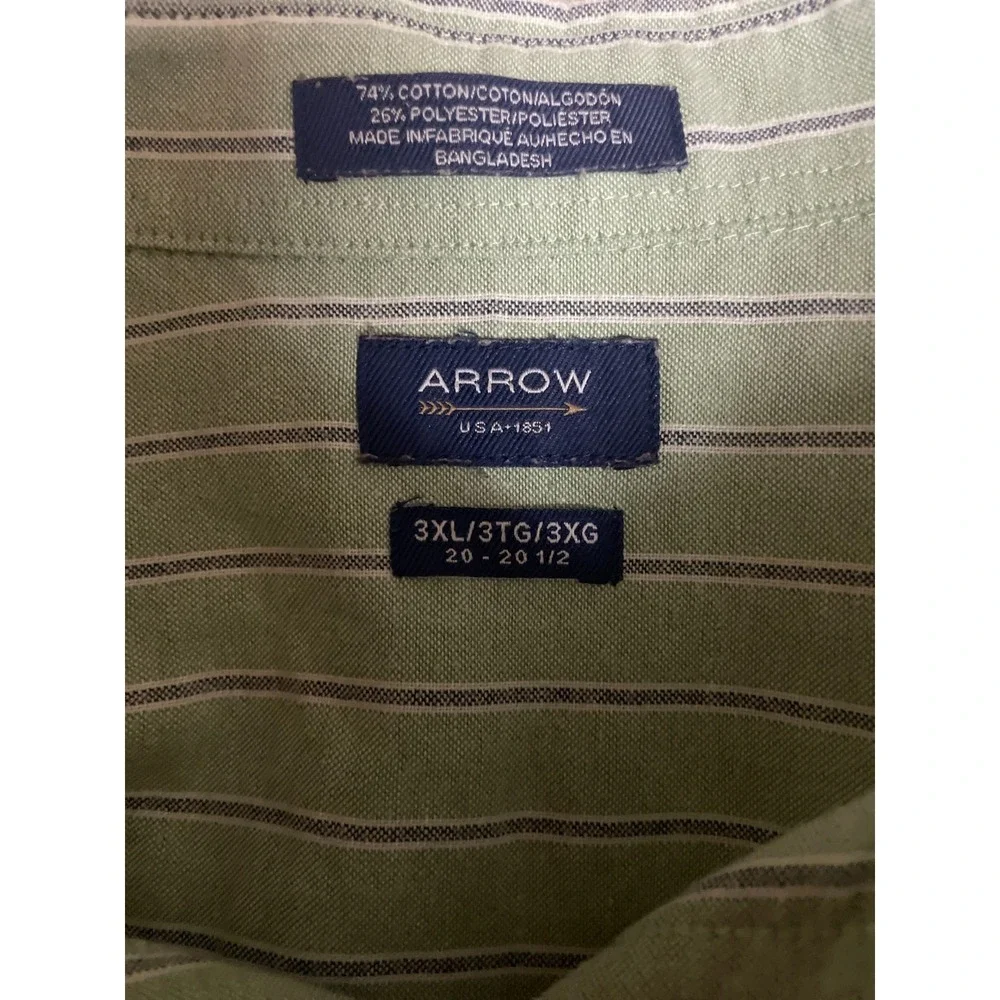 Arrow Button‎ Up Shirt Men's 3XL Short Sleeve Cotton Blend preppy Business